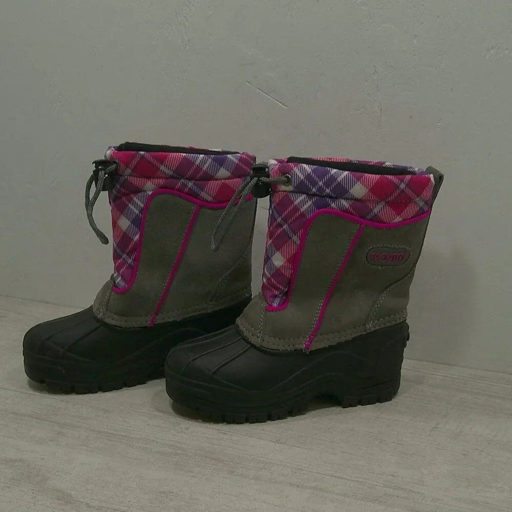 Sporto Purple Pink Plaid Frost G Snow Winter Duck Boots w/ Inserts Size 11
